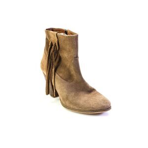 Howsty Womens Suede Zipped Pointed Toe Block Heels Ankle Boots Brown Size EUR39